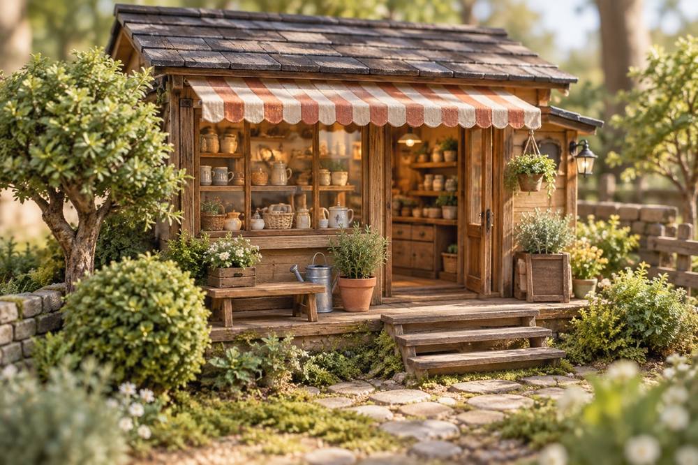 Editorial photo of a welcoming woodland shop display
